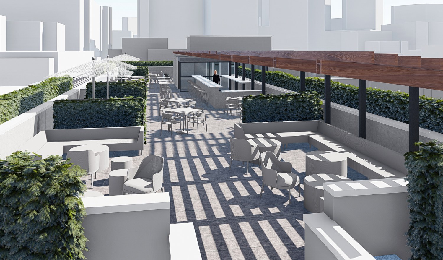 465 Grove Street amenity rooftop deck, rendering by Stanton Architecture