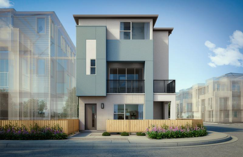 City Village Courts house, rendering courtesy SummerHill Homes