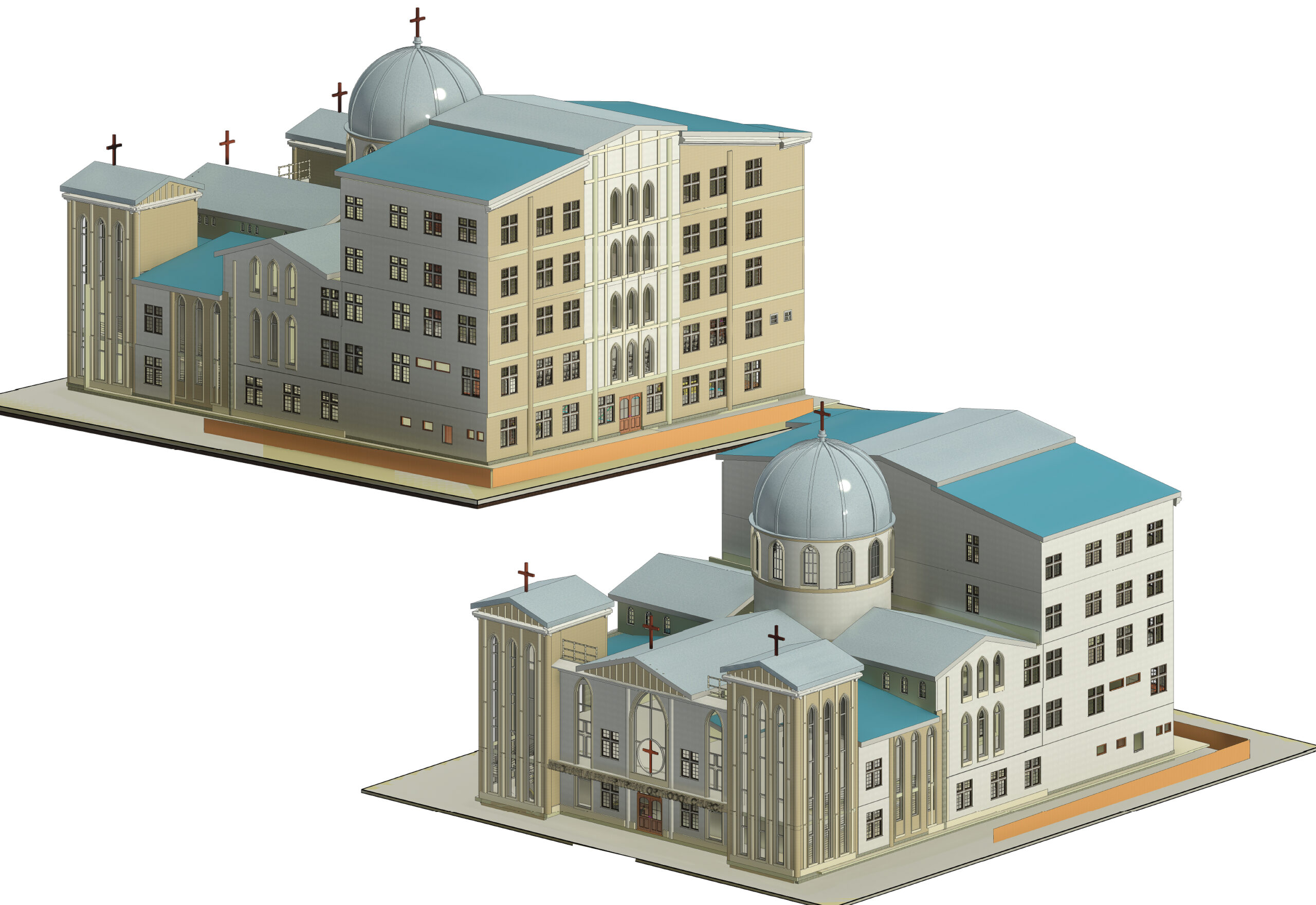 Eritrean Community Church separate perspectives, isometric illustration by Kesete Kifle