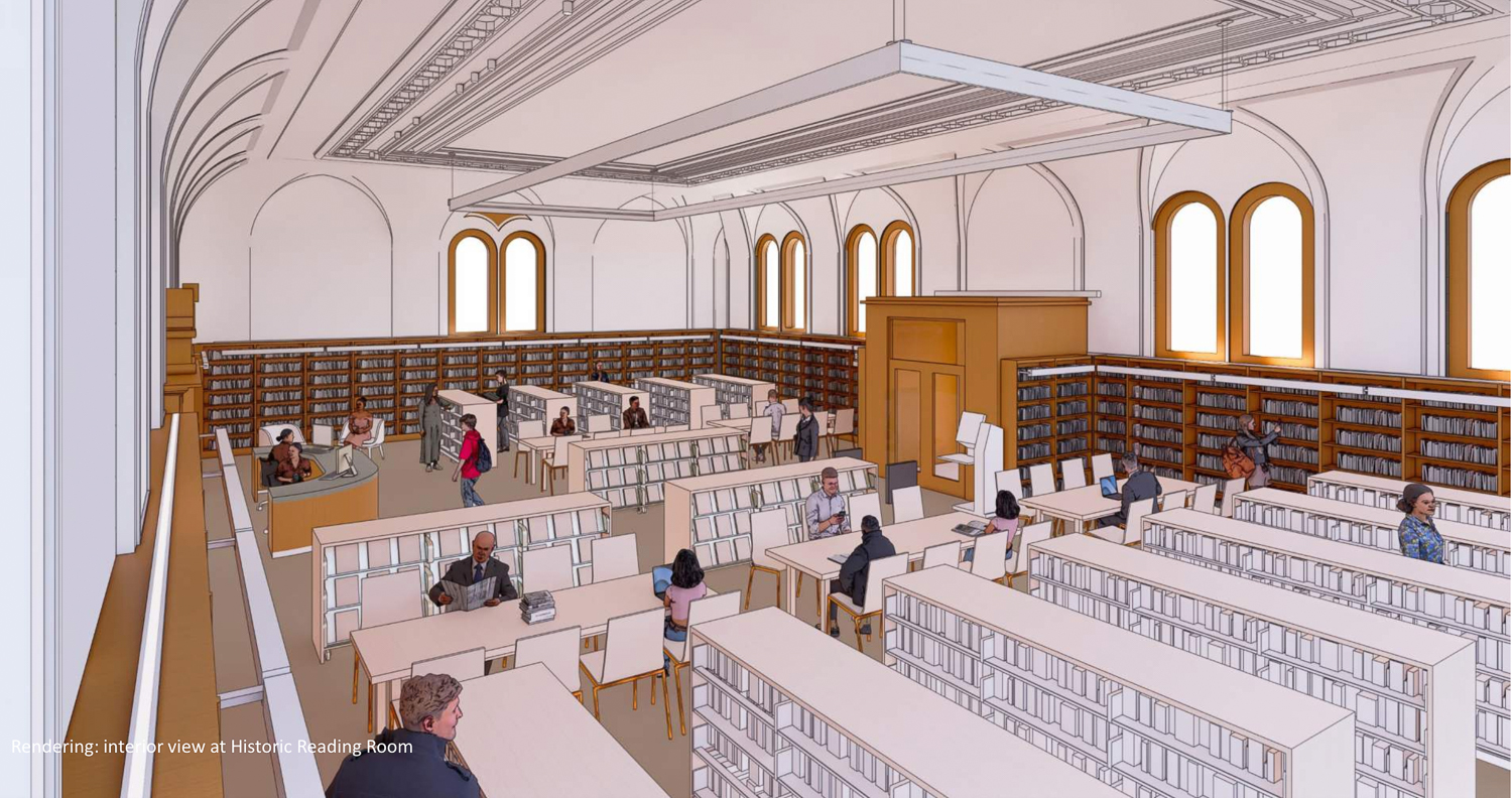Him Mark Lai Library Branch proposed reading room, illustration by SF Public Works