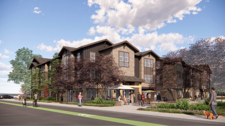 Marinwood Avenue shingle-clad apartments, illustration by LPAS