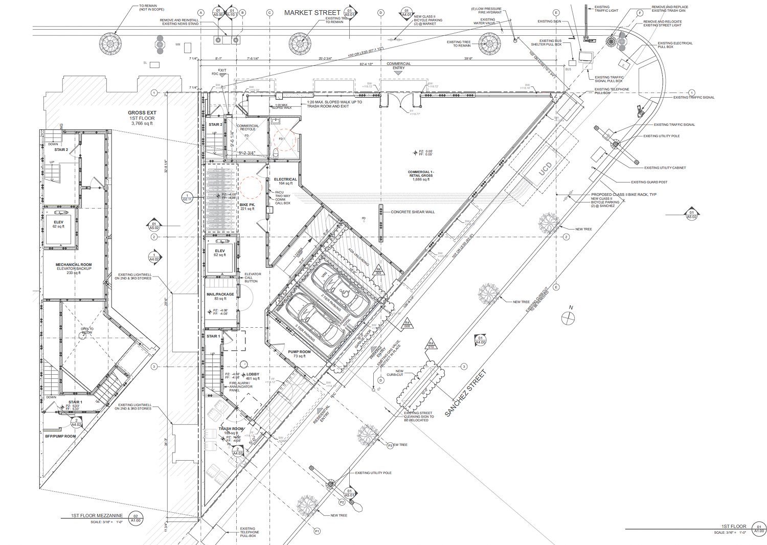 2201 Market Street ground-level floor plan, illustration by RG Architecture