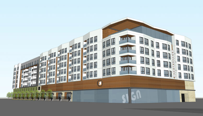 3606 El Camino Real establishing view, rendering by AO Architects