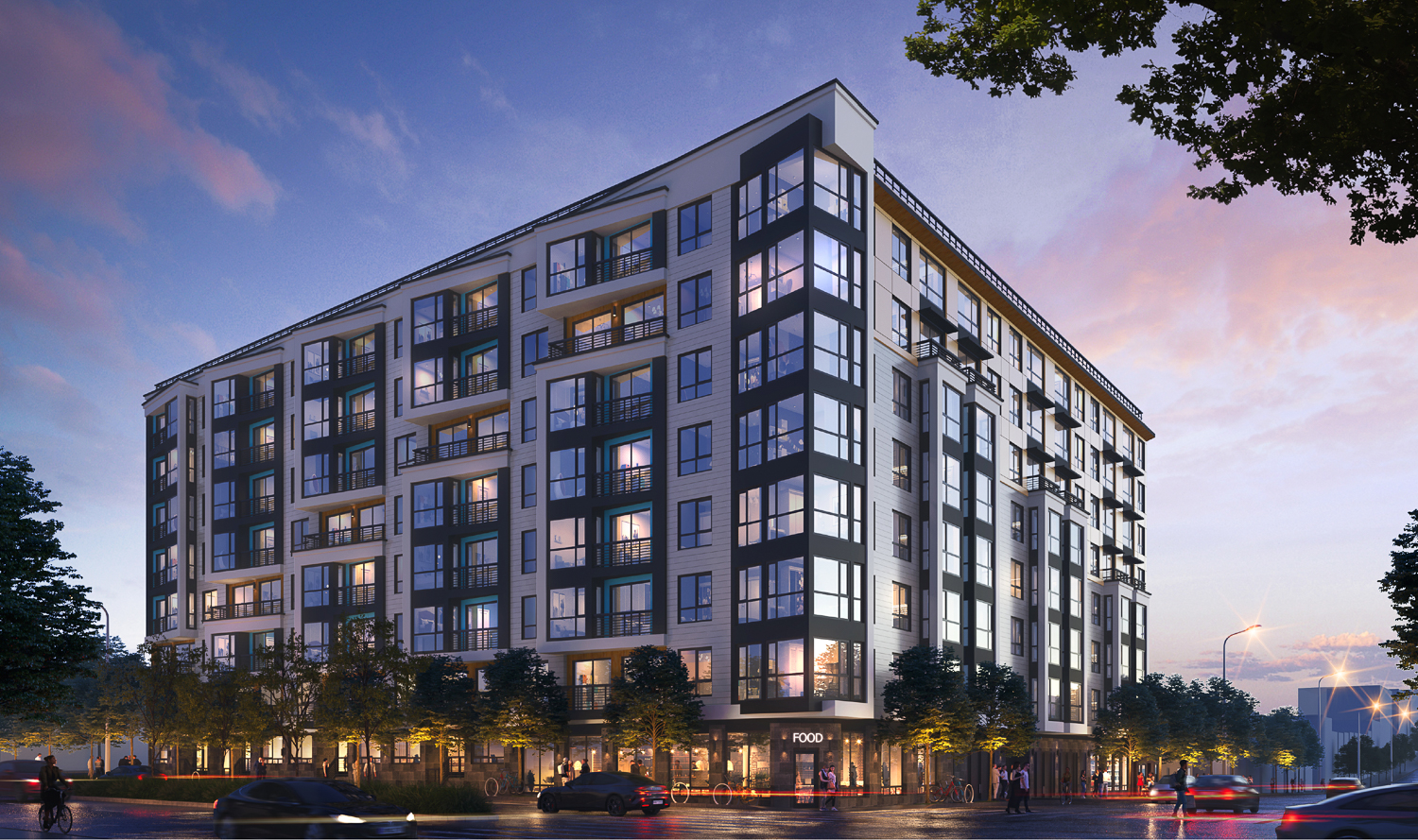 400 Divisadero Street evening view, rendering by BDE Architecture