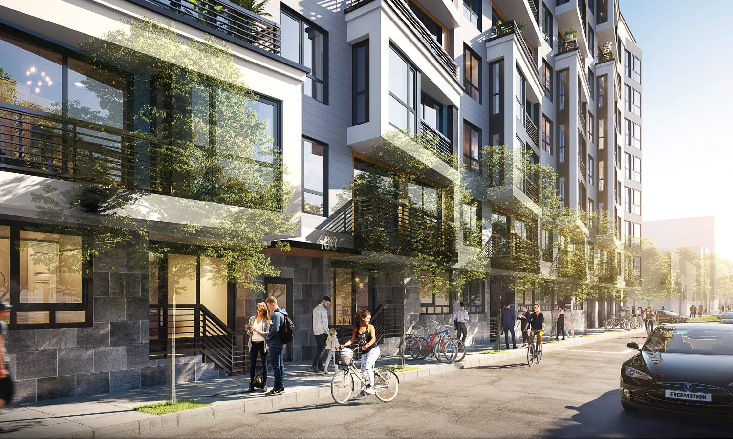 400 Divisadero Street sidewalk activity, rendering by BDE Architecture