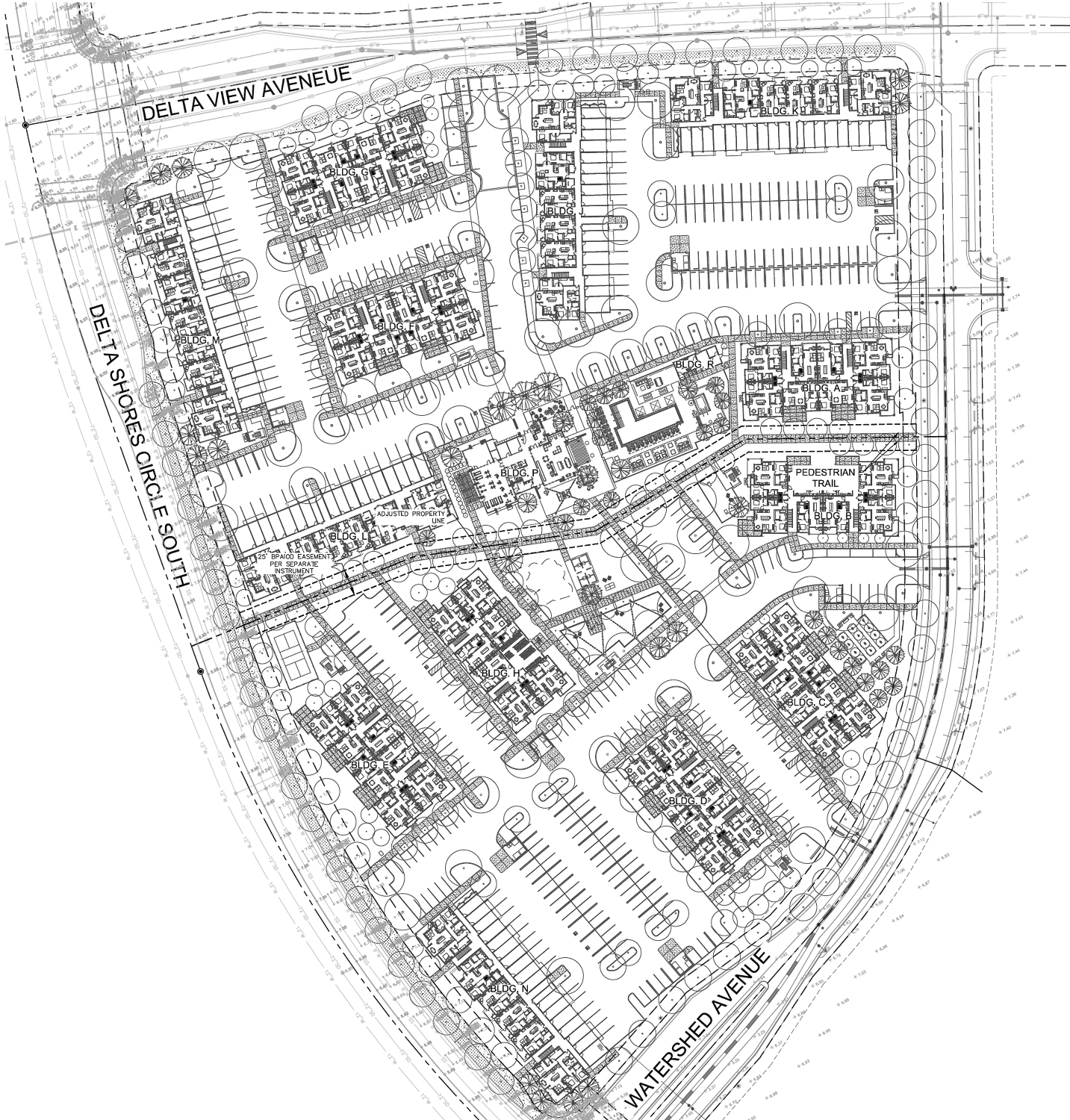 8203 Delta Shores Circle site plan, illustration by Dahlin Group