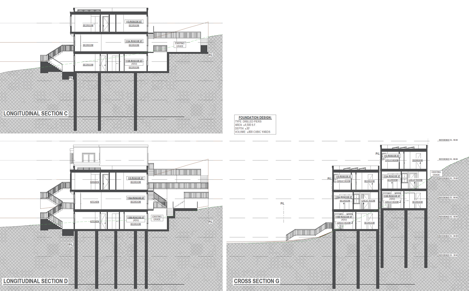 Bernal Heights South Slope Roscoe Street cross-section, illustration by Schaub Li Architects