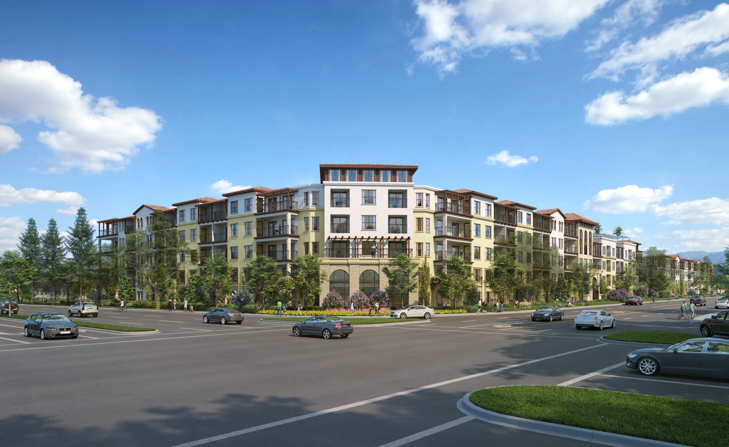 Greens at Pruneridge seen from the San Tomas Expressway, rendering by Kenneth Rodrigues and Partners