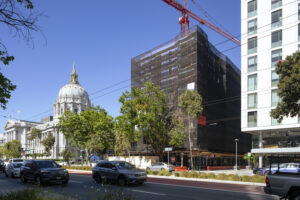 Kelsey Civic Center construction rising across from City Hall, image by Andrew Campbell Nelson