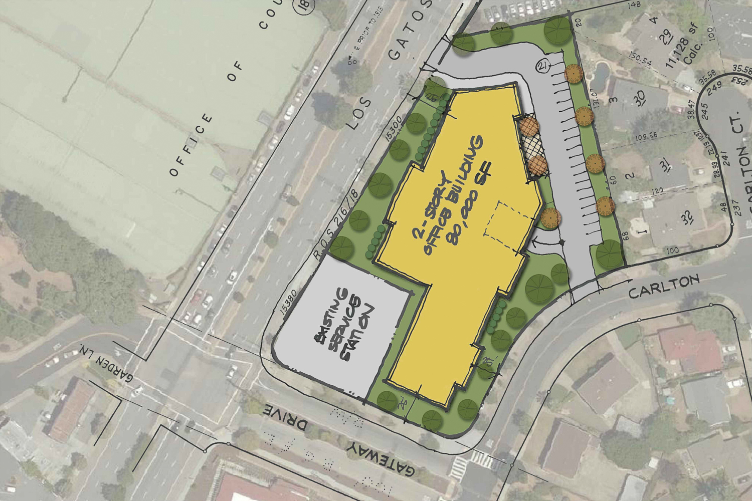 15300 Los Gatos Boulevard 2018-filed plans for offices, site map by Kenneth Rodrigues and Partners