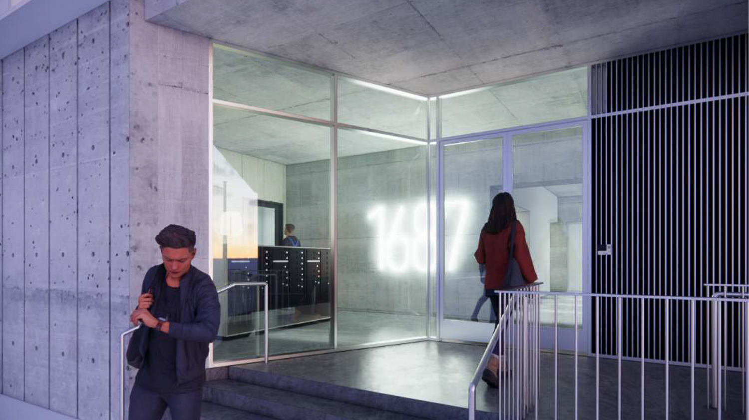 1687 Market Street residential lobby, rendering by Mark Cavagnero Associates