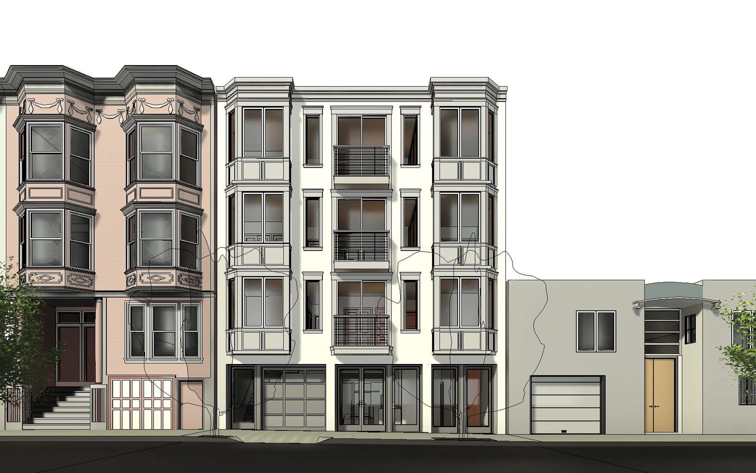 2125 Powell Street front elevation view, illustration by Goldman Architects