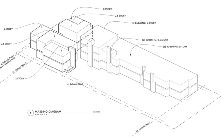 2125 Santa Clara Avenue massing, illustration by Darren Kelly