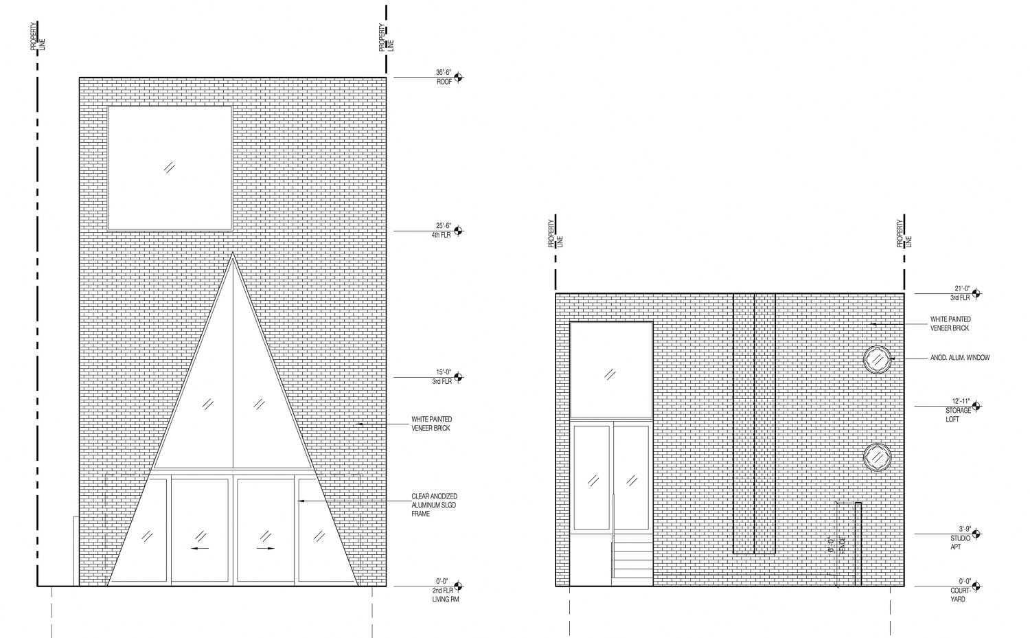 249 Mississippi Street courtyard-facing elevations, illustration by Craig Steely Architecture