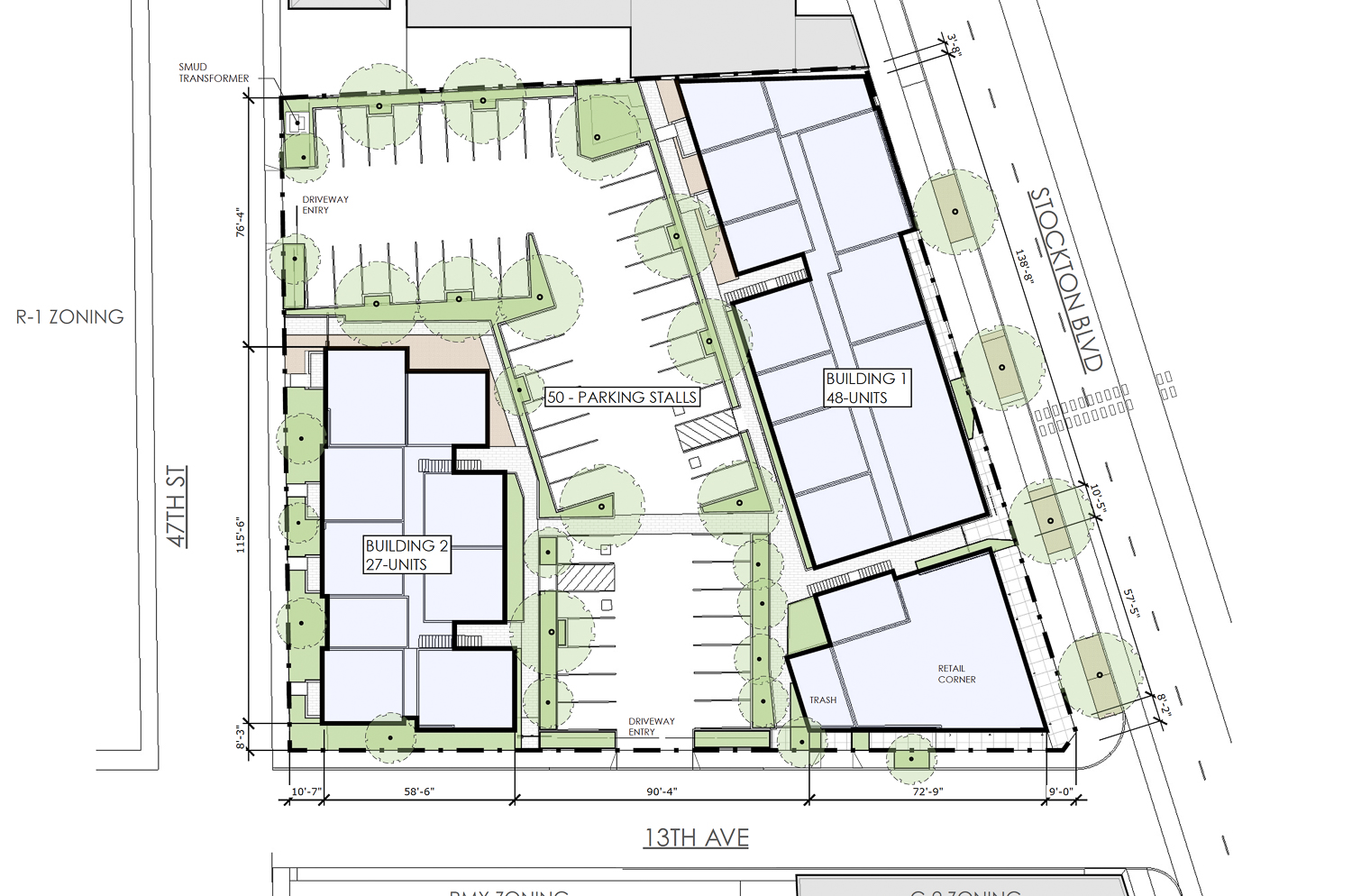 3738 Stockton Boulevard site map, illustration by Vrilakas Groen Architects