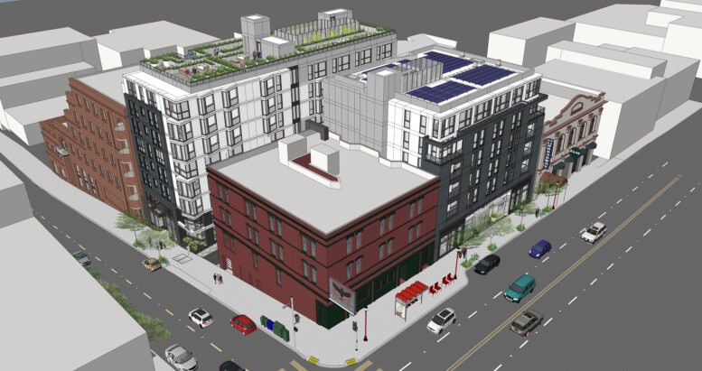 425 Broadway aerial view updated design, illustration by Ian Birchall & Associates
