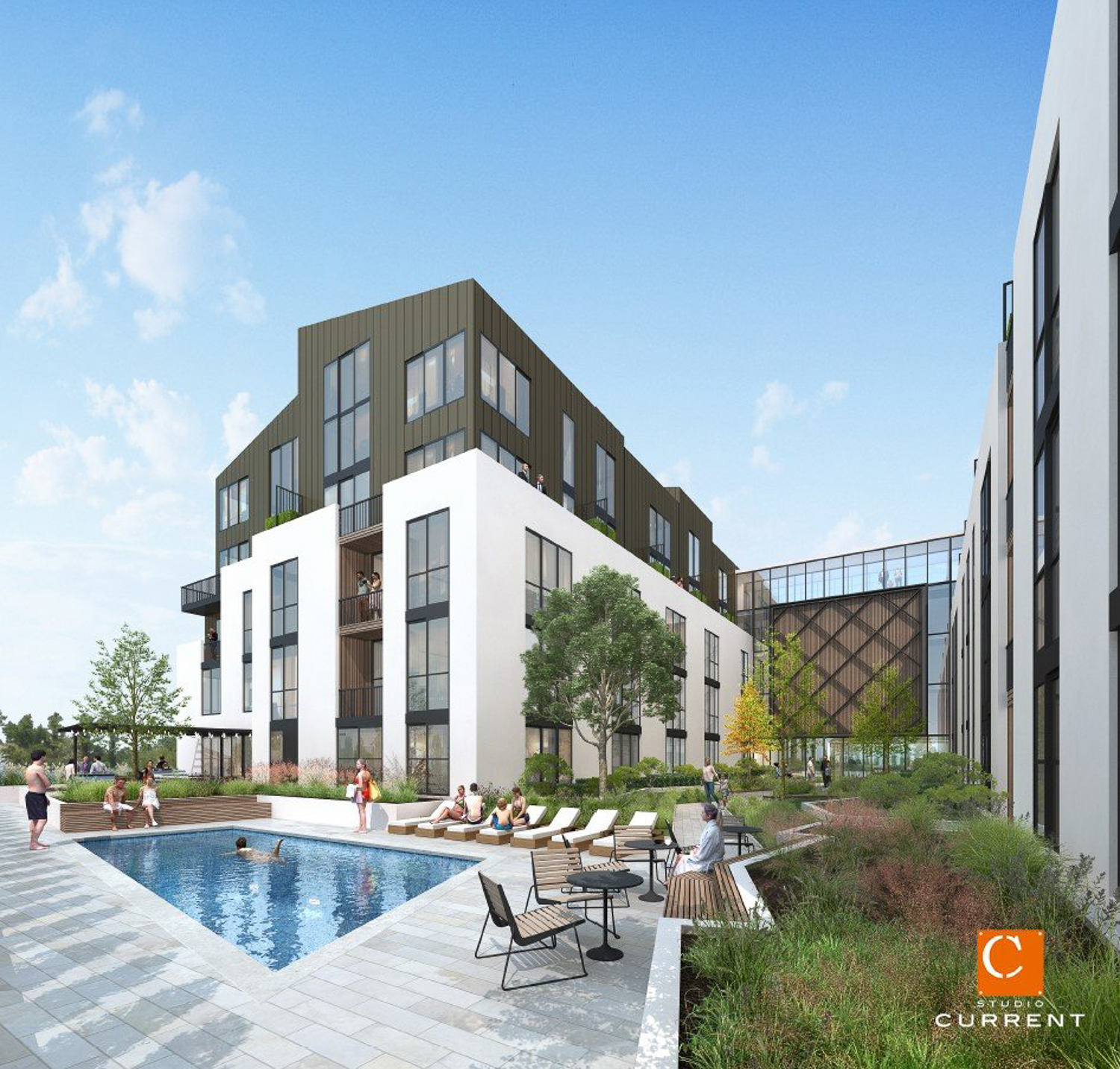 940 Willow Street amenity courtyard, rendering by Studio Current