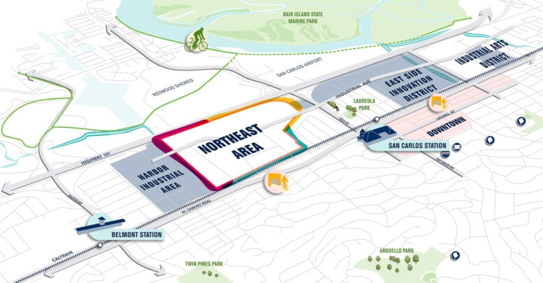 Northeast Area Specific Plan surrounding context, illustration via City of San Carlos