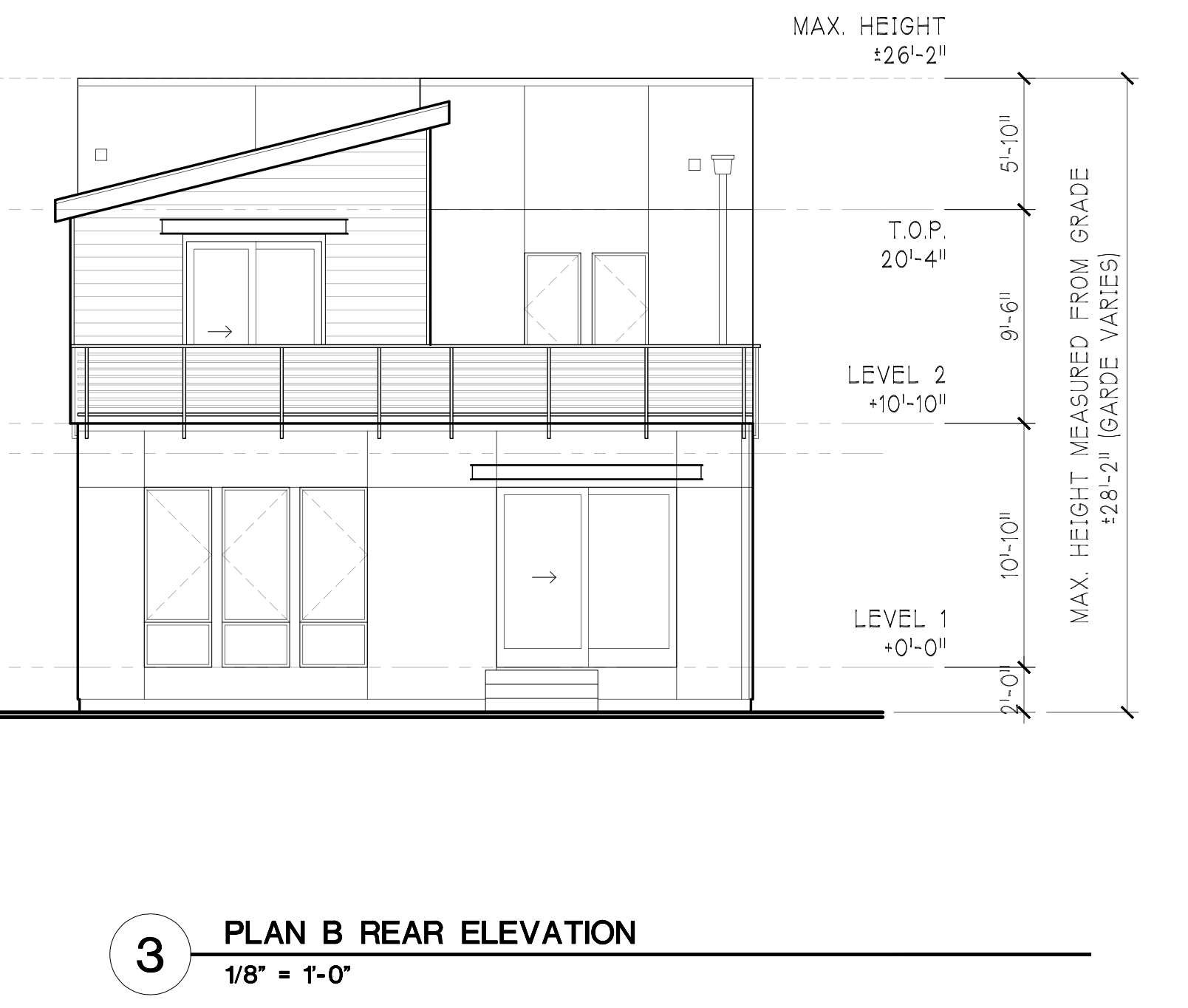 Rear Elevation for housing along Old Calaveras Road