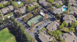 Willow Creek Apartments tennis court, image via Google Satellite