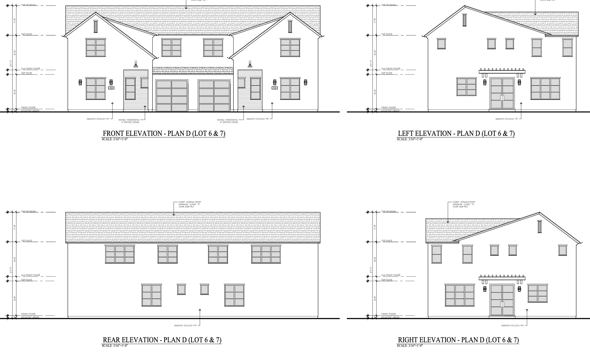 1334-1348 Miller Avenue Elevations Lot 6 & 7