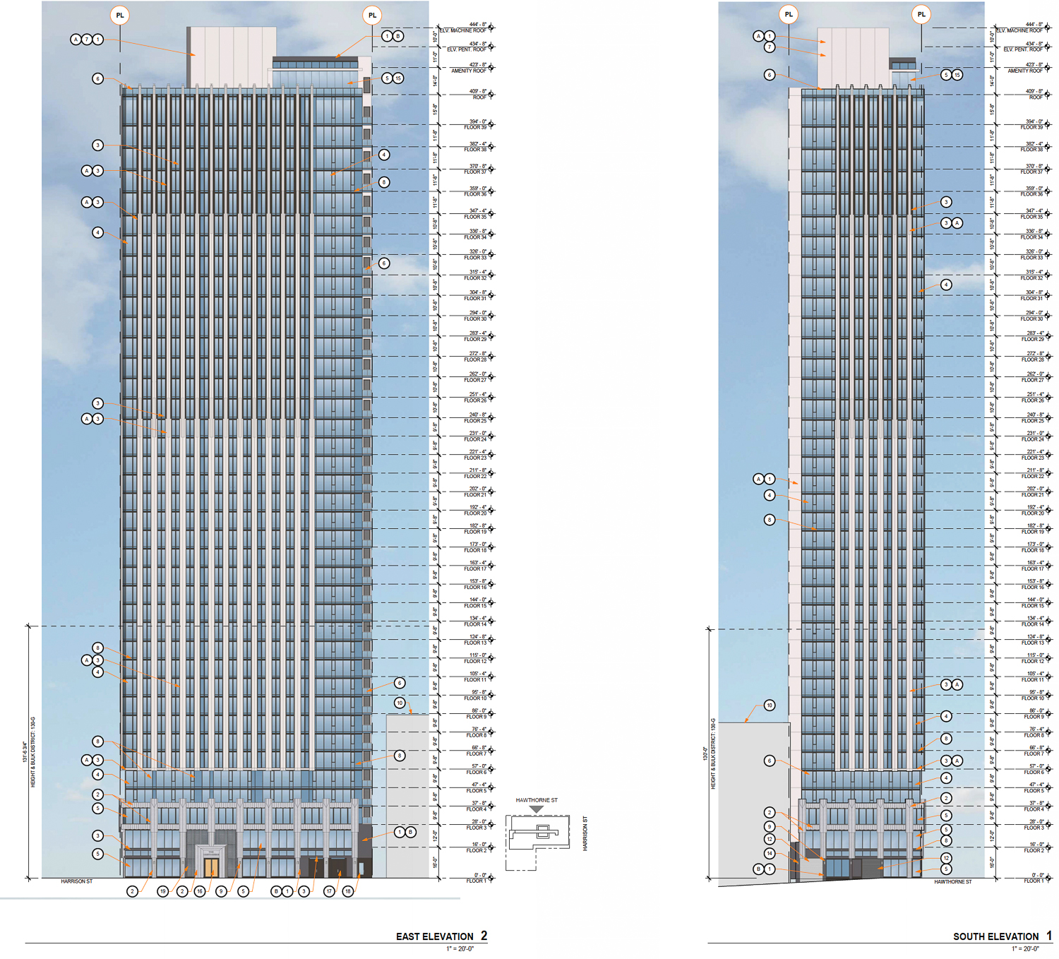 180 Hawthorne Street elevation, illustration by BDE Architecture