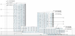 1800 Broadway side elevation, illustration by HGA