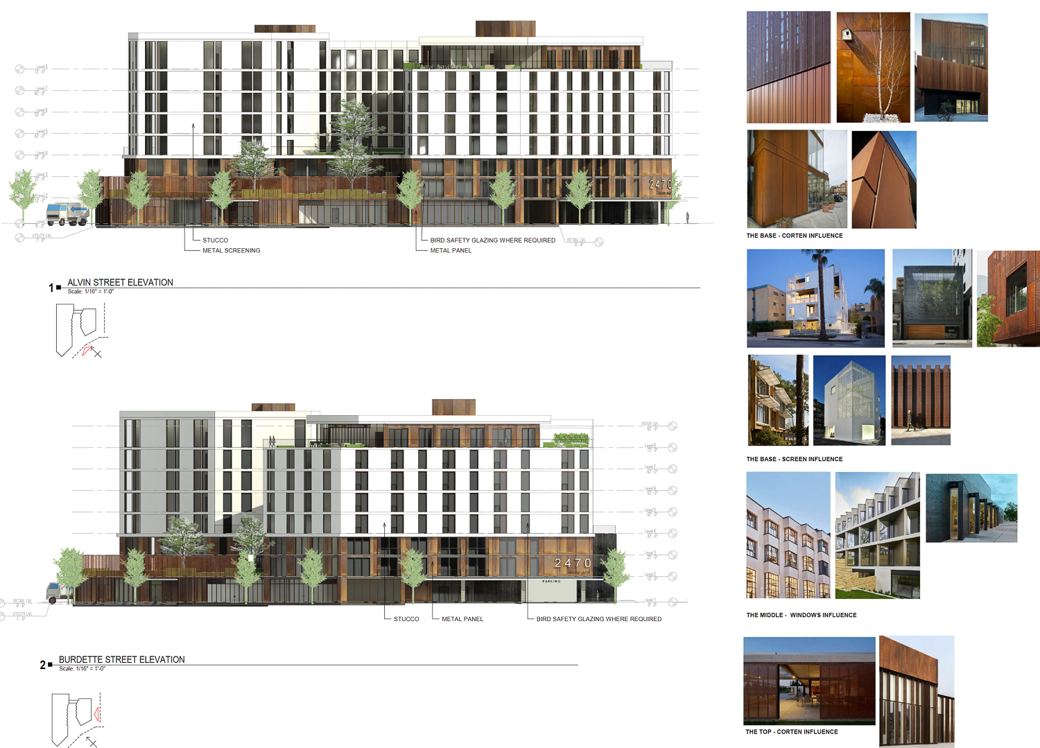 2470 Alvin Avenue facade elevations, illustration by Studio Current