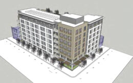 3300 Geary Boulevard aerial view, rendering by Elevation Architects