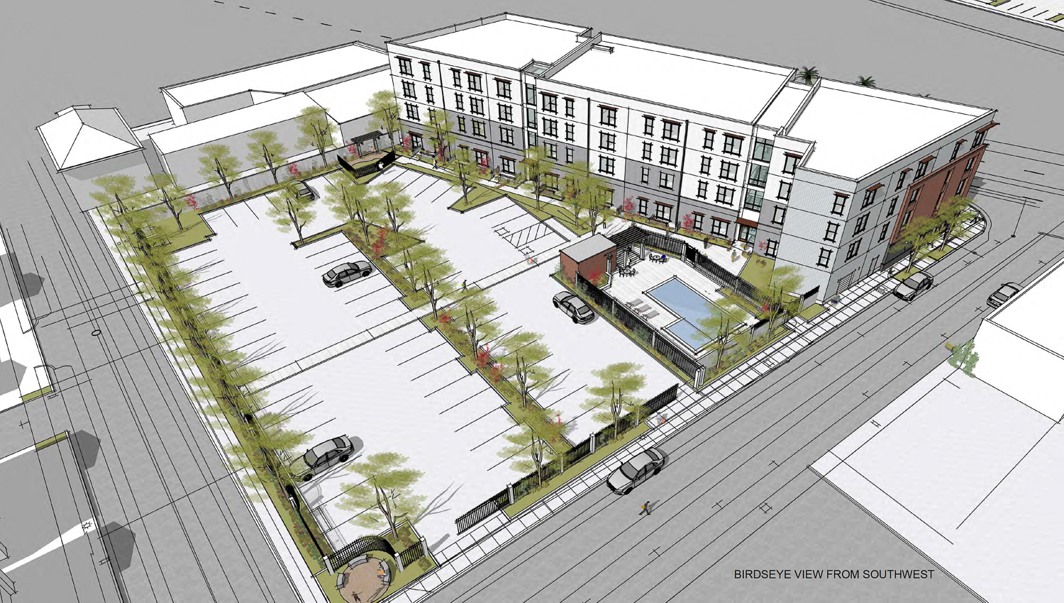 3738 Stockton Boulevard aerial view, rendering by Vrilakas Groen Architects