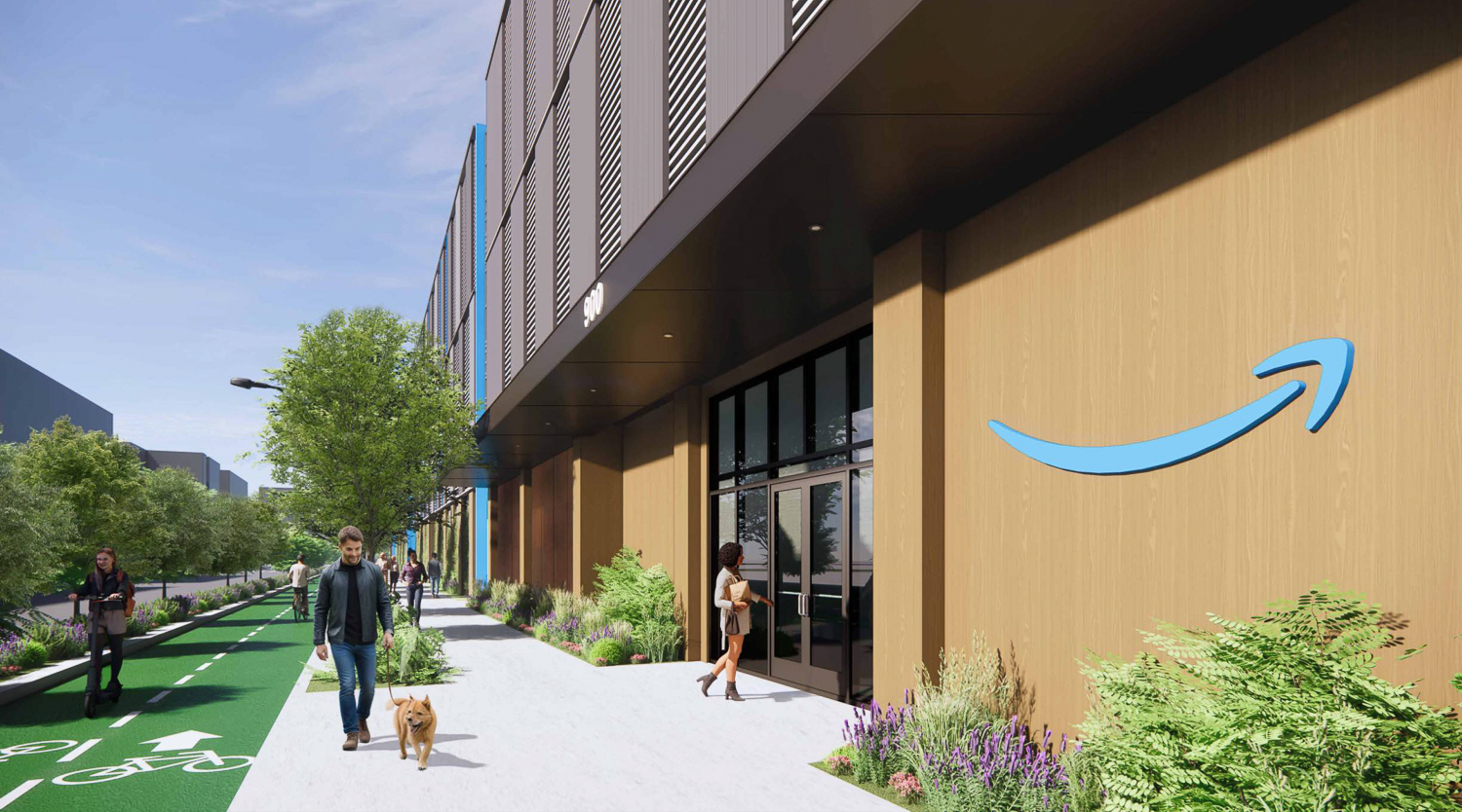 Amazon Fulfillment Center entrance, rendering by MG2