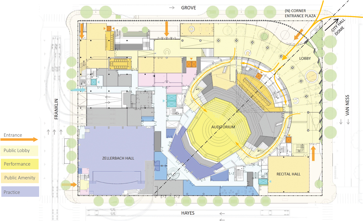 San Francisco Symphony site map, illustration by Mark Cavagnero Associates