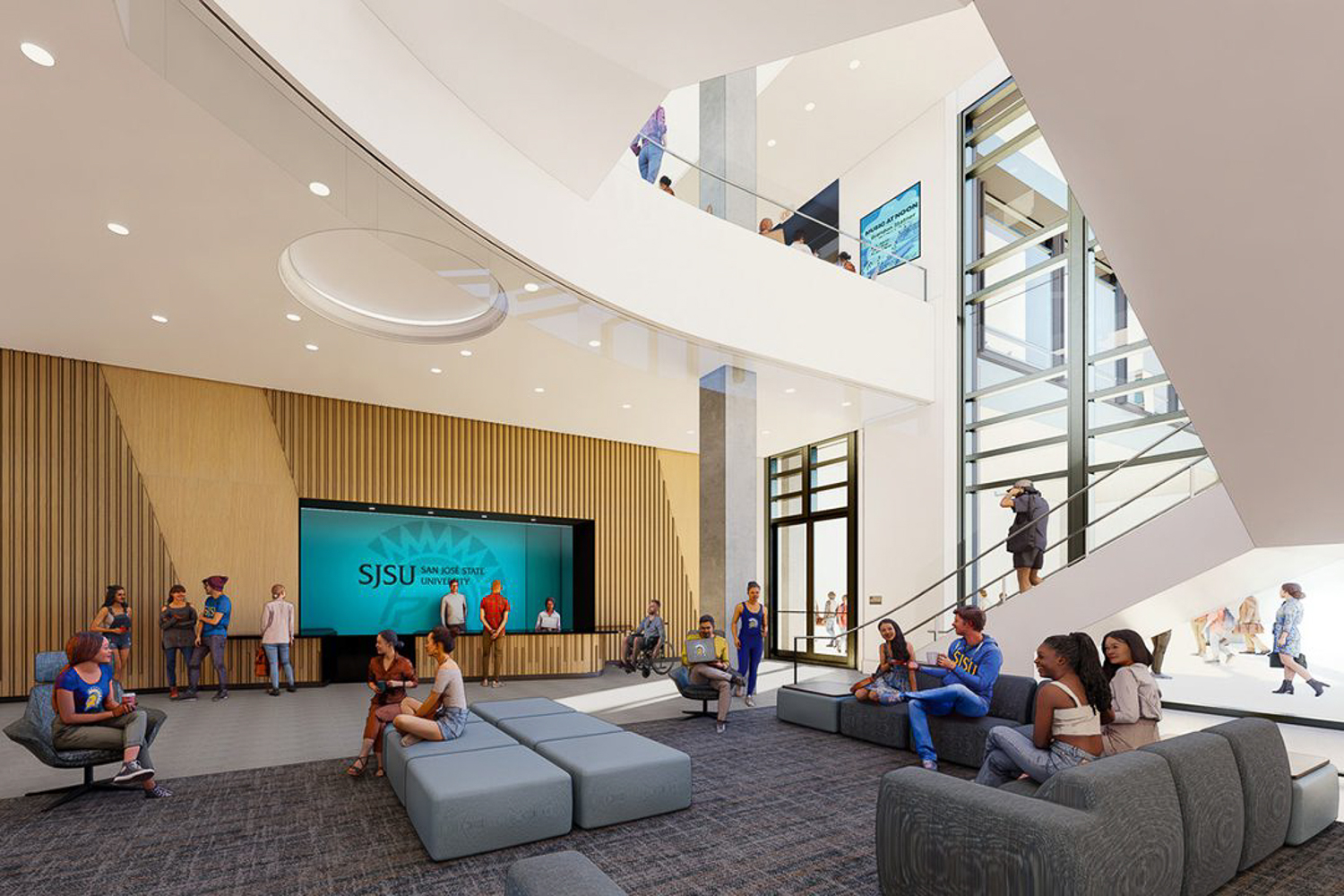 Spartan Village on the Paseo lobby, image by Multistudio courtesy SJSU