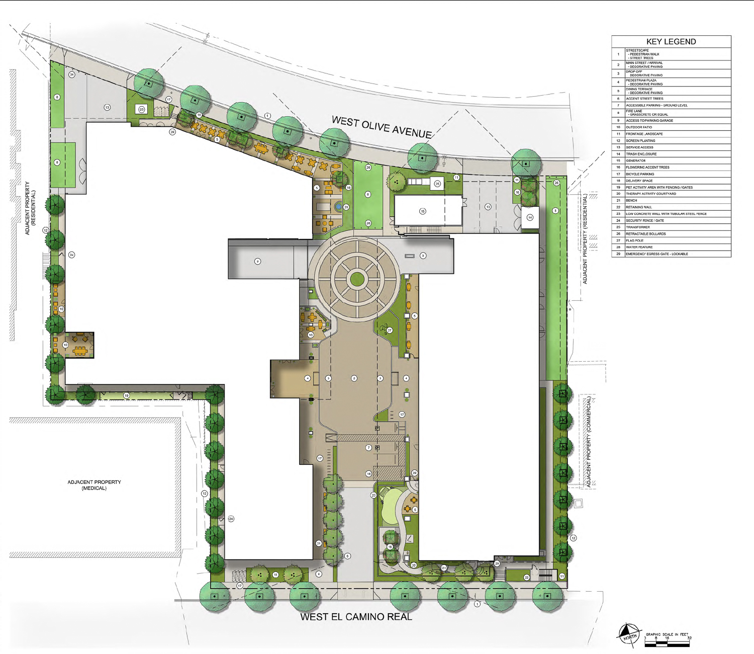 1027-1035 West El Camino Real site map, illustration by WATG