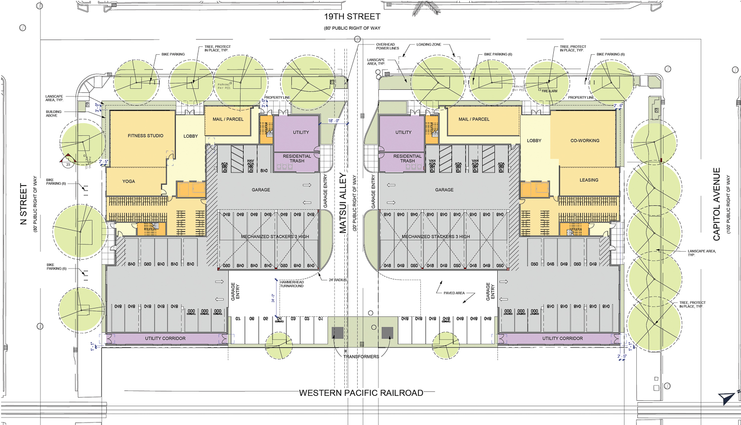 1900 Capitol Avenue ground-level floor plan, illustration by LPAS Architecture + Design