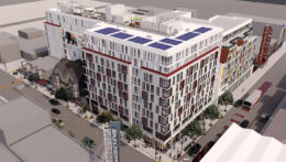 2588 Mission Street aerial view over Mission Street, rendering by Ian Birchall and Associates