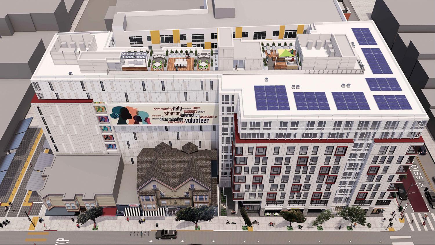 2588 Mission Street aerial view, rendering by Ian Birchall and Associates