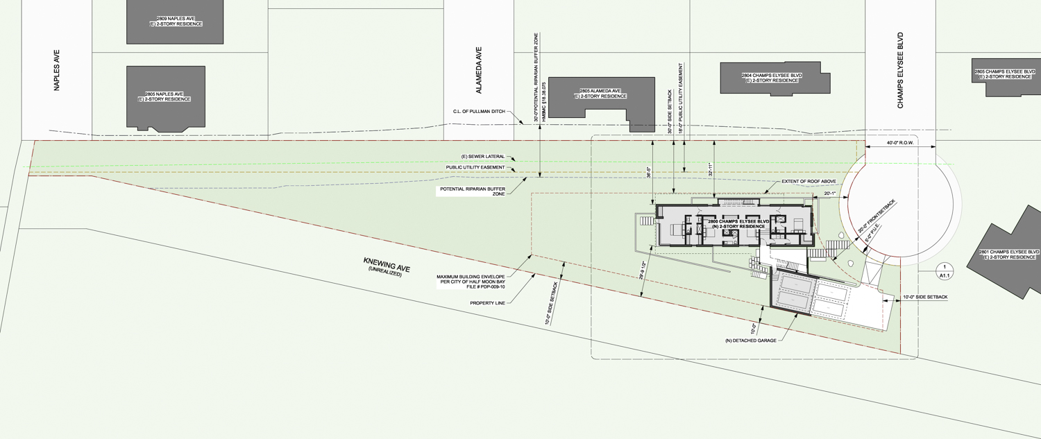 2800 Champs Elysee Boulevard site map, illustration by Hayes Group Architects