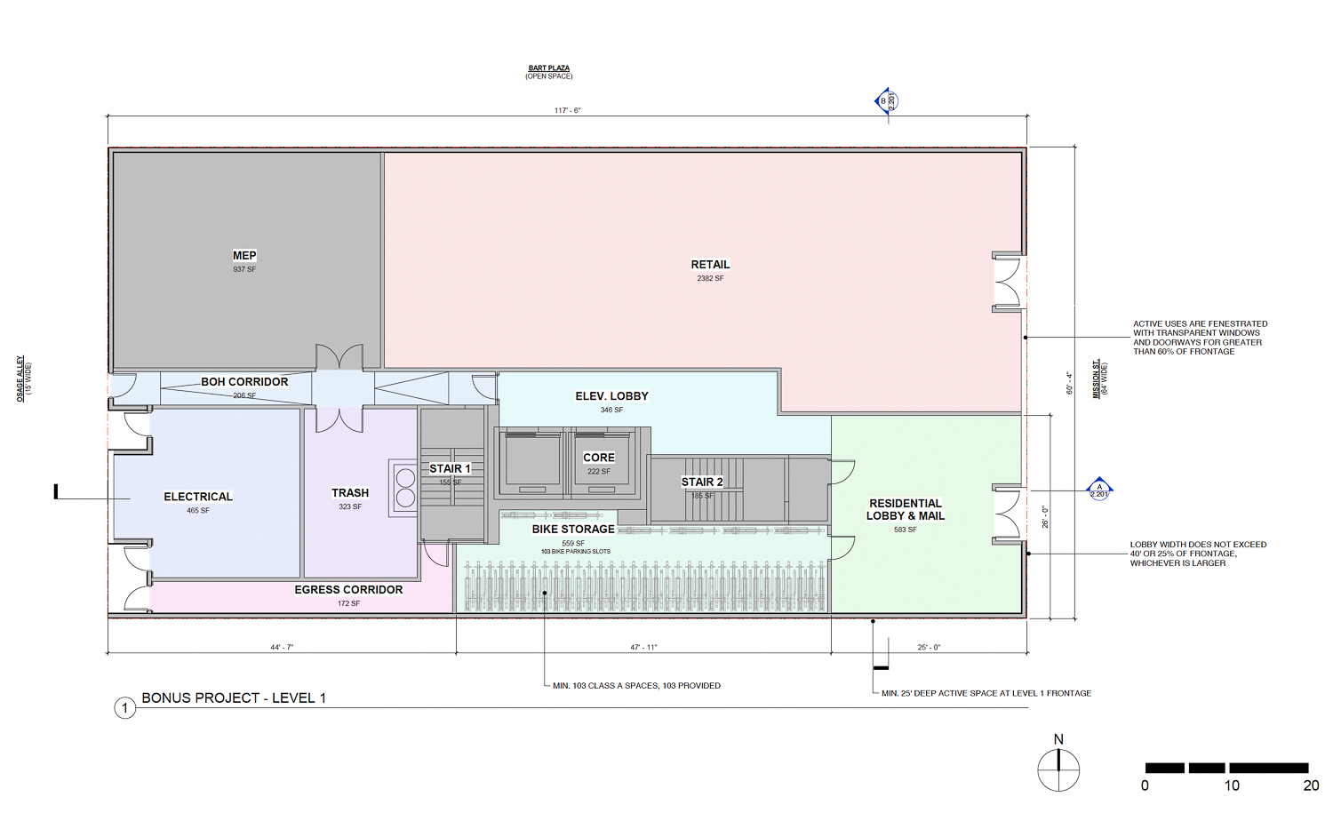 2812 Mission Street ground-level floor plan, illustration by oWow