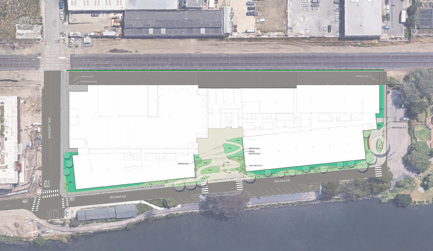 600 Bancroft Way site map, illustration by HGA