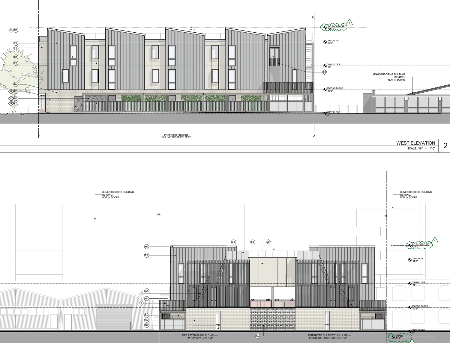 70 Encina Avenue elevations, illustration by Hayes Group Architects