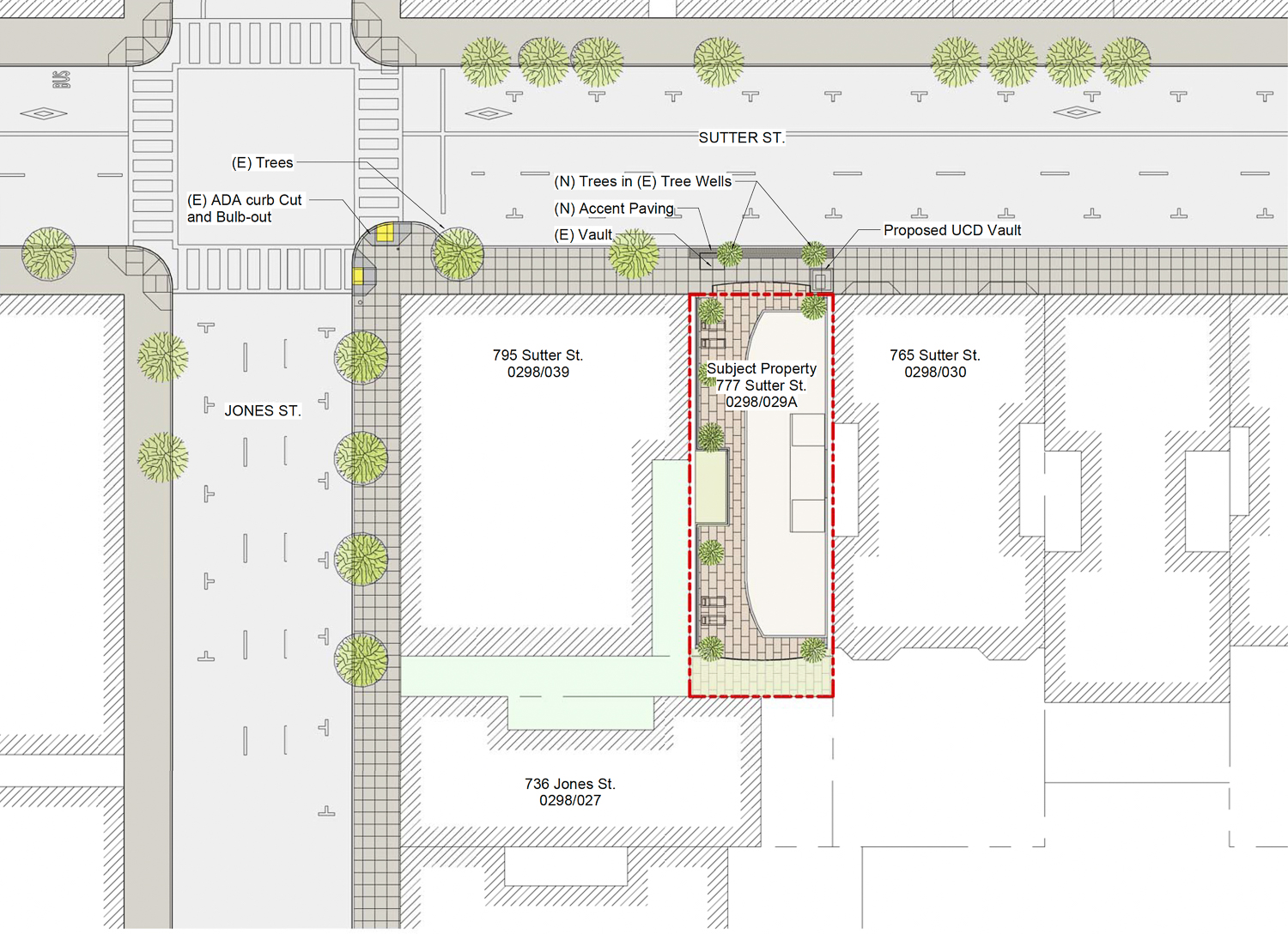 777 Sutter Street site map, illustration by FORMA