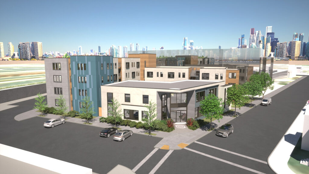 801 Pine Street aerial view, rendering by Lowney Architecture