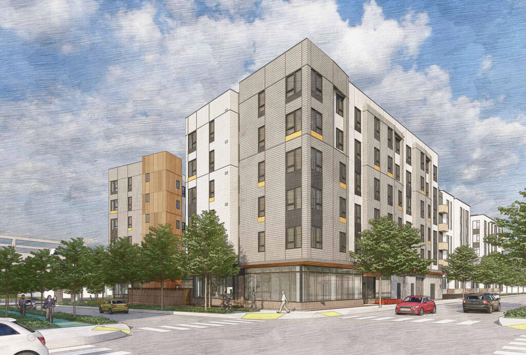El Cerrito Plaza TOD Parcel A South, rendering by Pyatok