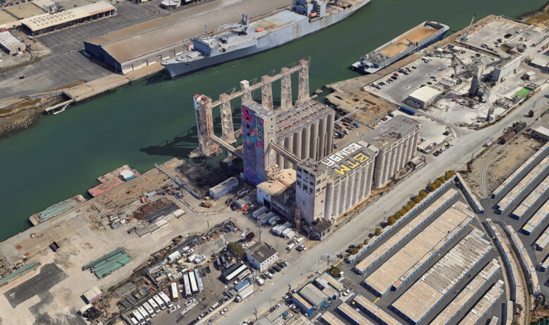 Pier 90 abandoned grain silos, image by Google Satellite