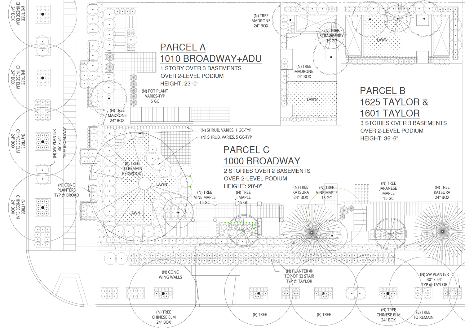 Wysteria Residences site map, illustration by Page & Turnbull