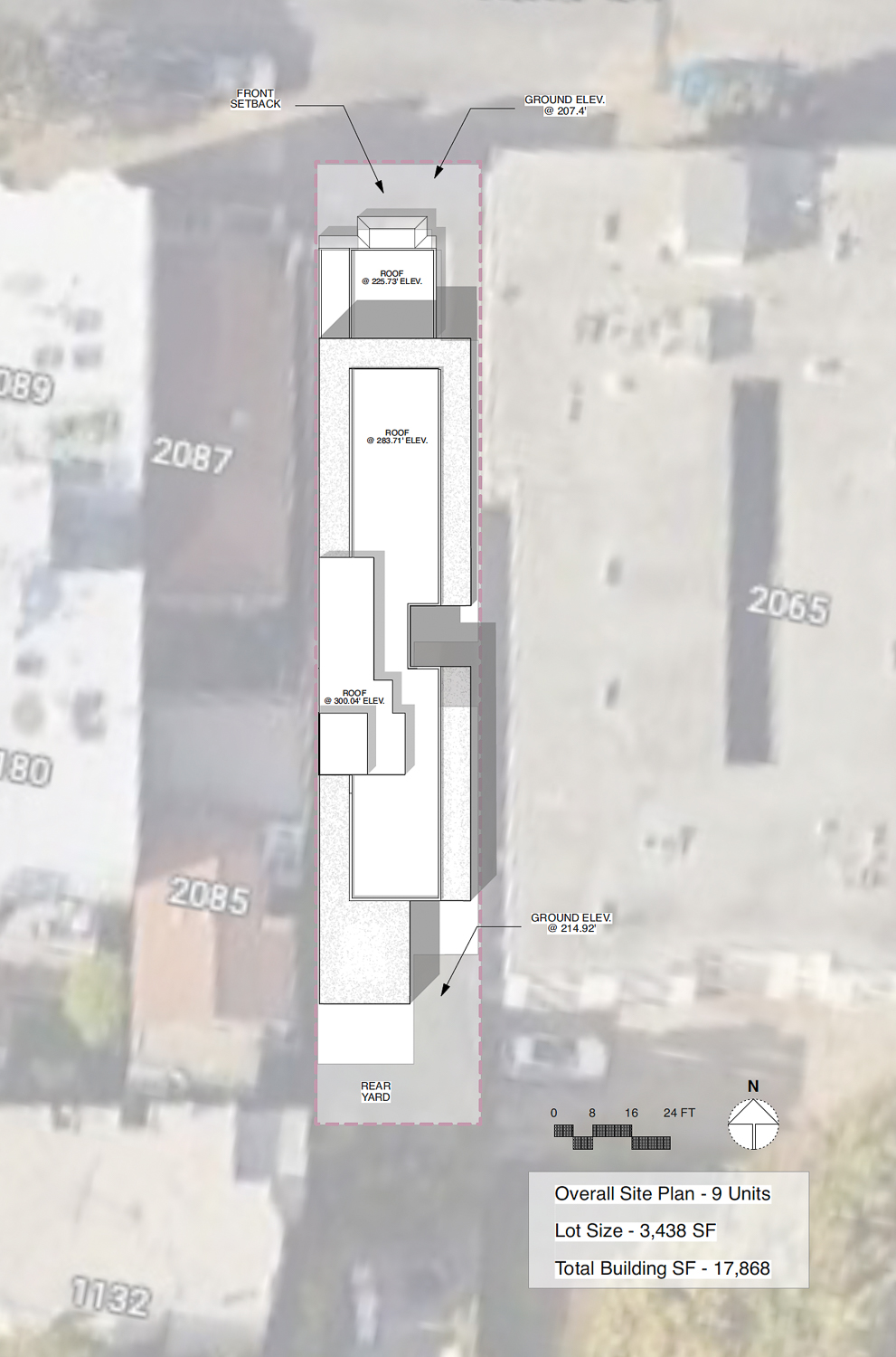 2083 Ellis Street site map, illustration by Topetcher Architecture