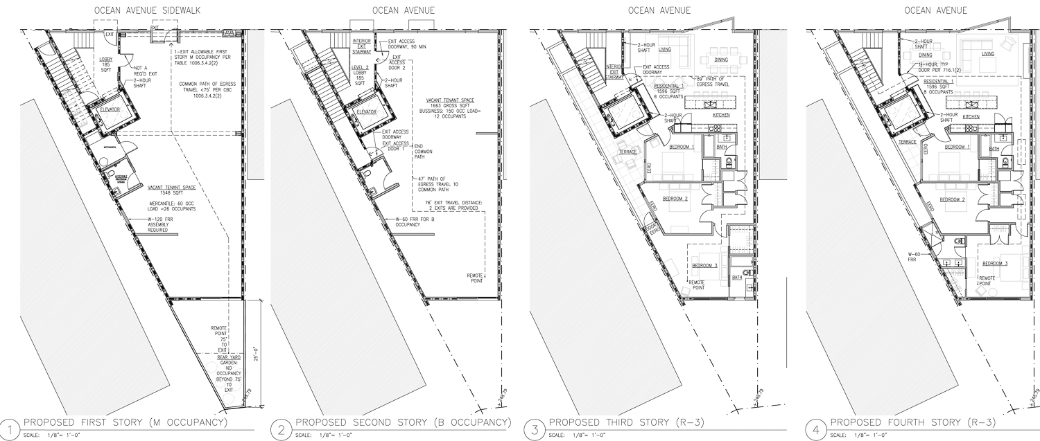 2445 Ocean Avenue floor plans, illustration by Troy Kashanipour Architecture