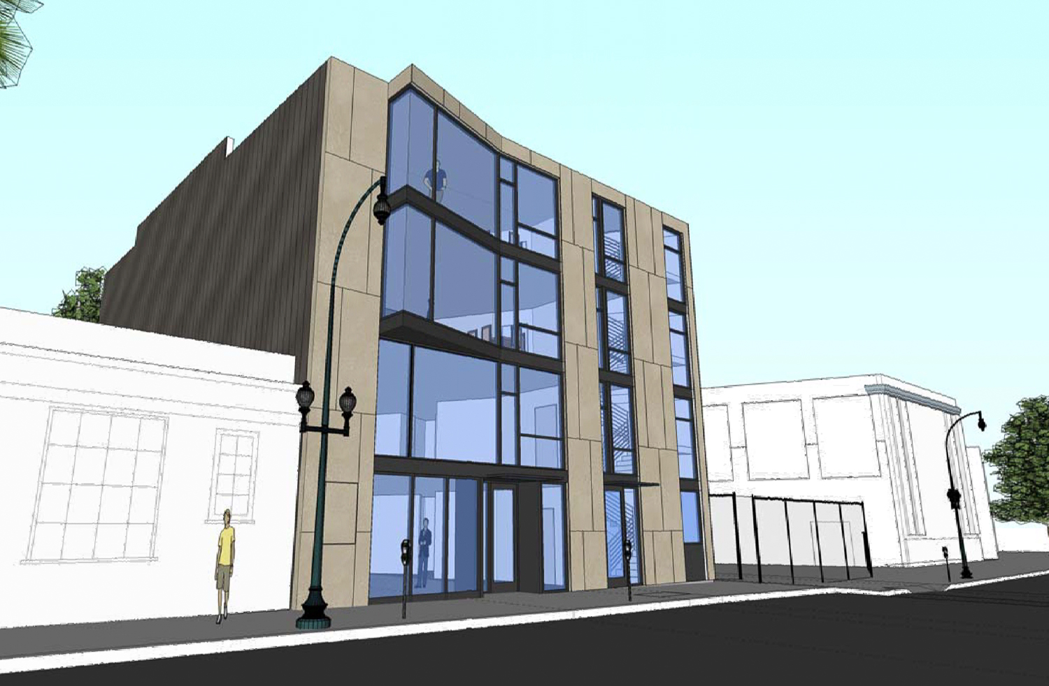 2445 Ocean Avenue street view, rendering by Troy Kashanipour Architecture