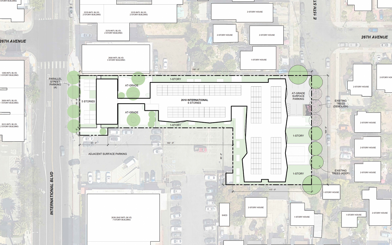 2610 International Boulevard site map, illustration by David Baker Architects